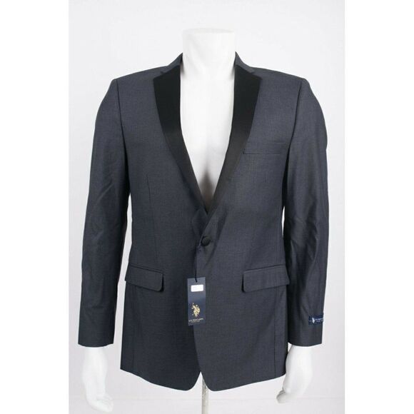 U.S. Polo Assn Mens Gray Tuxedo style Blazer Suit Coat Size 40R Formal NWT